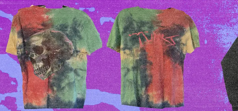 Two tie-dye Turks tees with skull and figure graphics